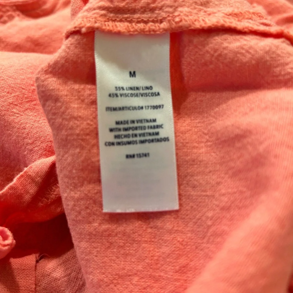 Three Splendid Linen V-Neck Tops - Purple, Light Blue, Coral - Medium - Picture 8 of 8